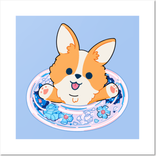 Corgi Floaty Posters and Art